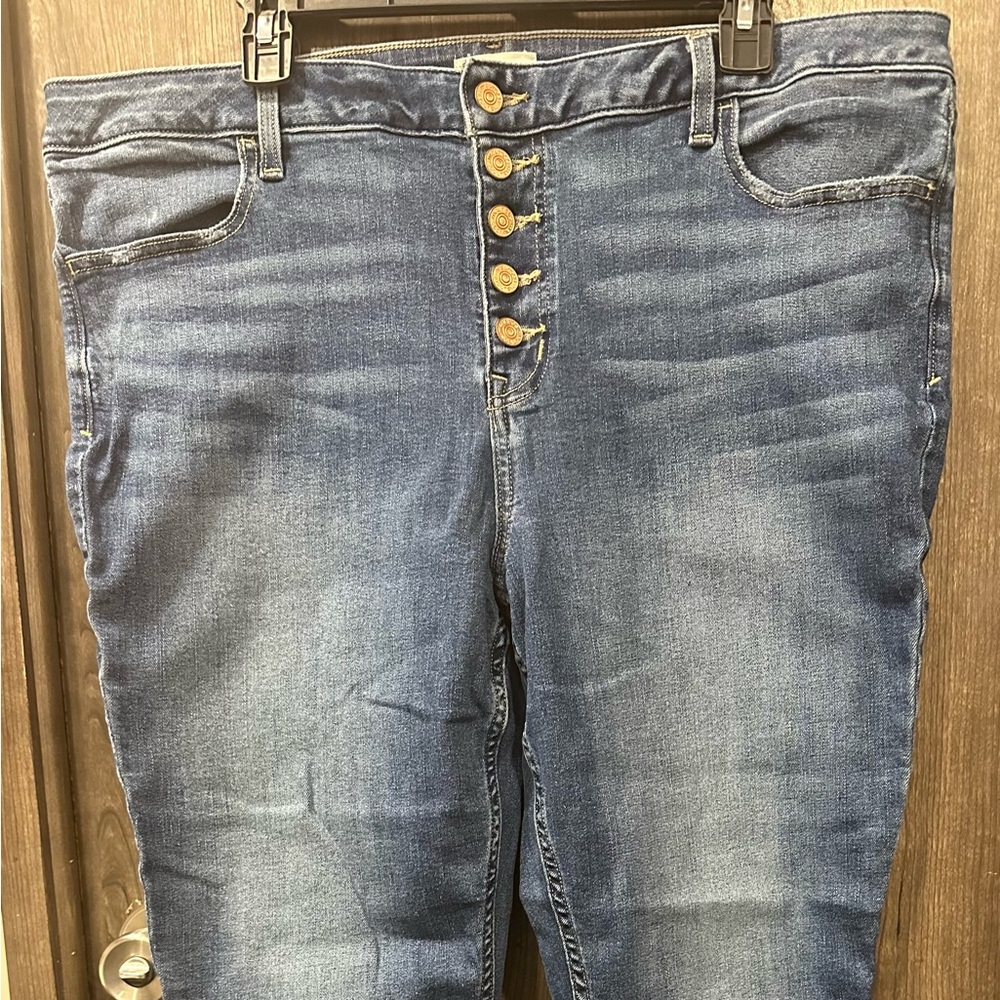 Blue Denim Jeans with Button Fly